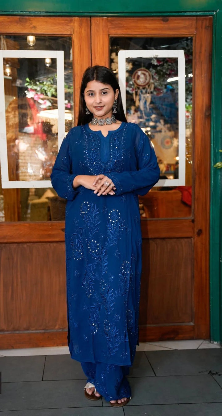 Aliya Viscous Festive Wear Set – Blue
