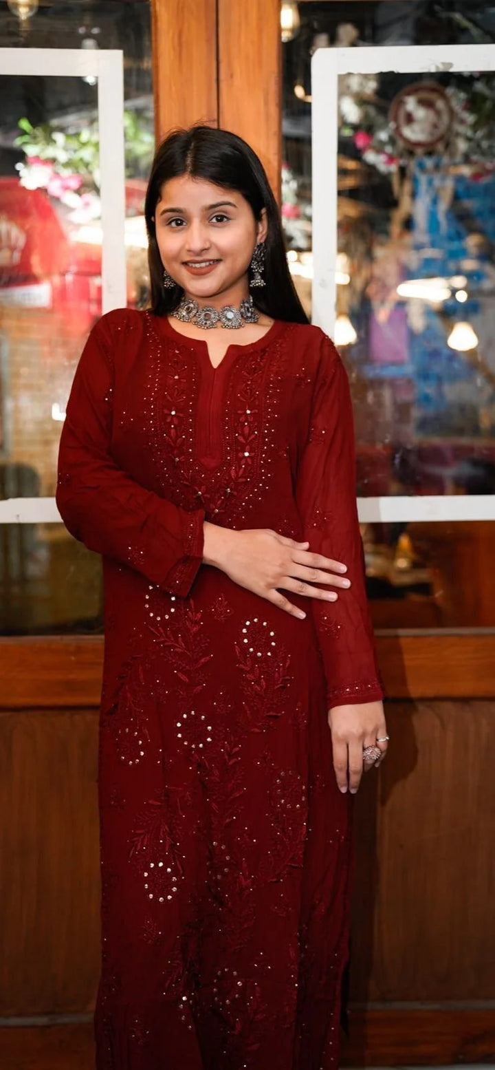 Aliya Viscous Festive Wear Set – Red