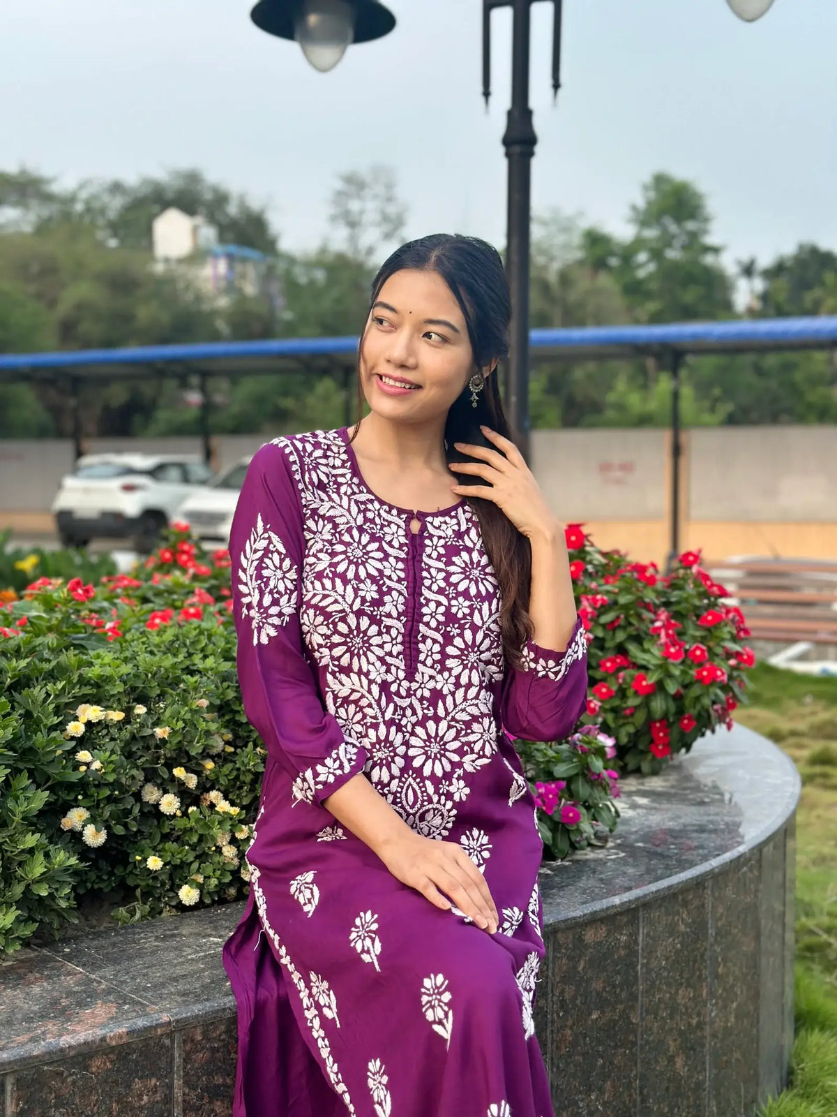 Anika Lavender Chikankari Co-ord Set In Pure Modal Fabric