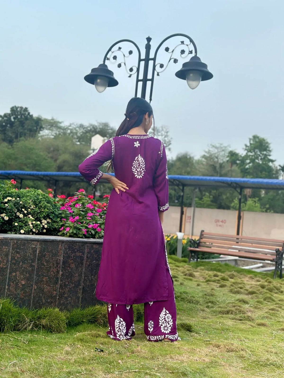 Anika Lavender Chikankari Co-ord Set In Pure Modal Fabric