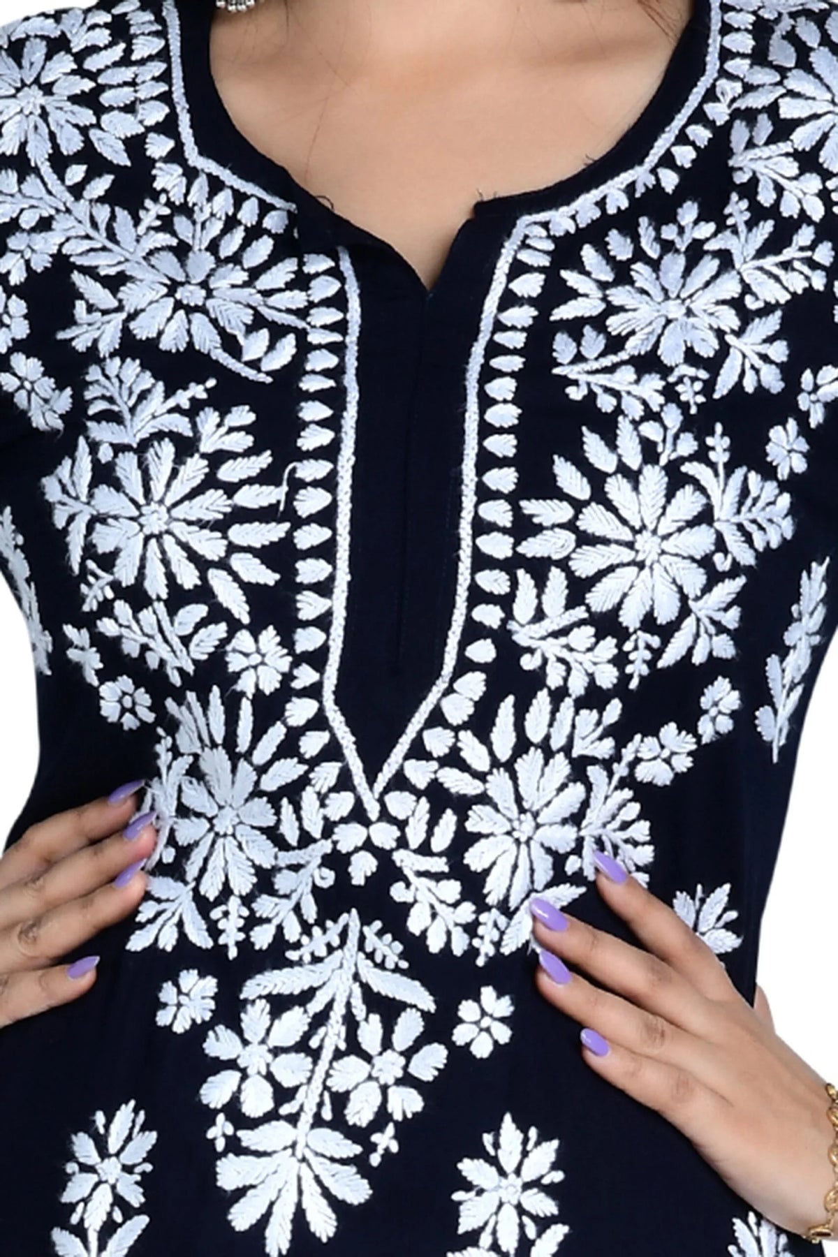 Fizaa Chikankari Co-ord Set In Modal Cotton - Black