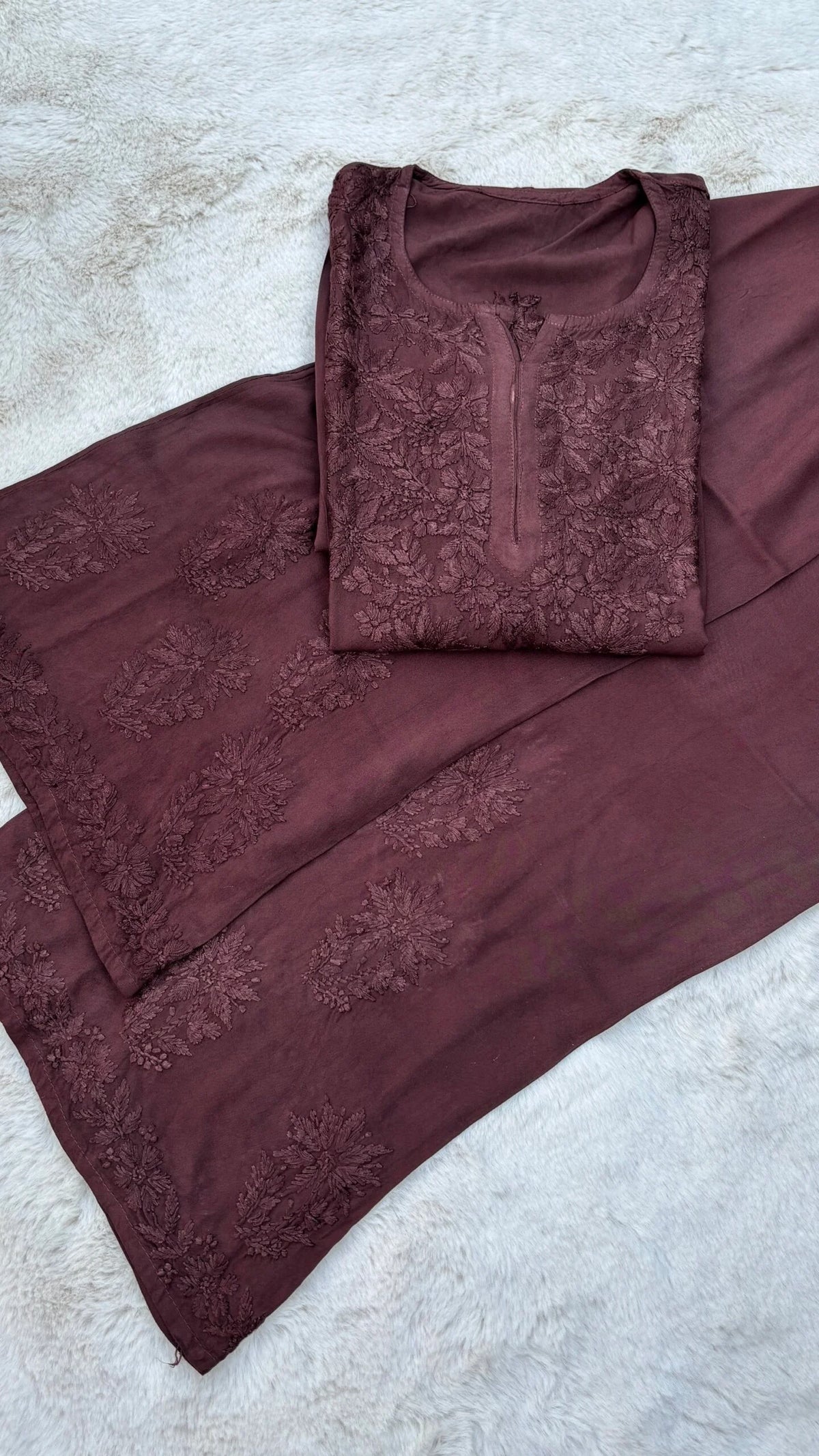 Geetu Rayon Kurta Set – Mauve Wine