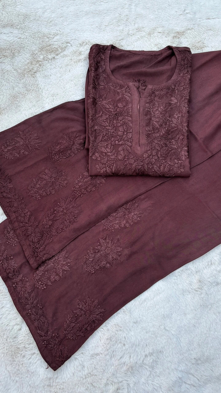 Geetu Rayon Kurta Set – Mauve Wine