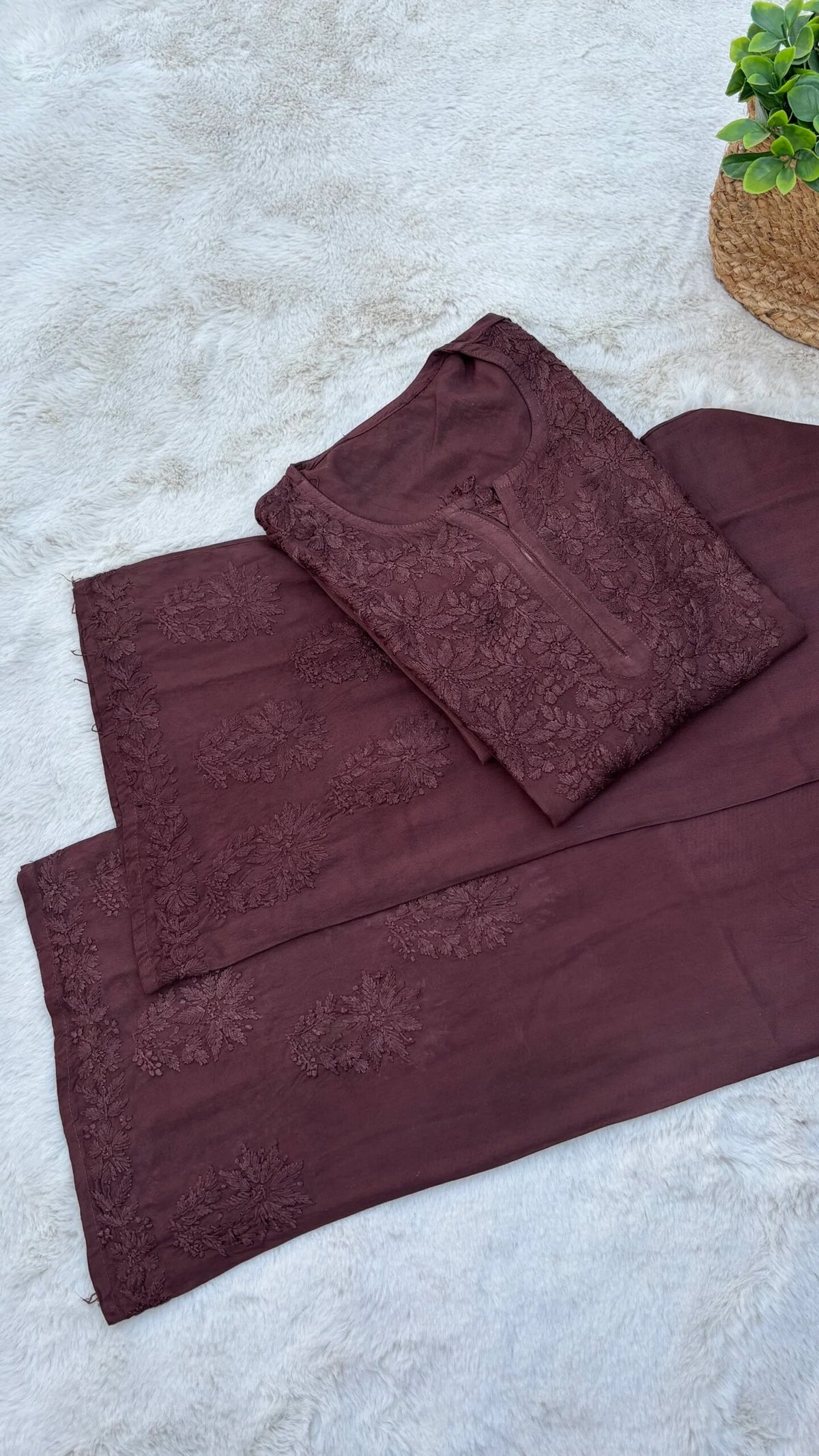 Geetu Rayon Kurta Set – Mauve Wine