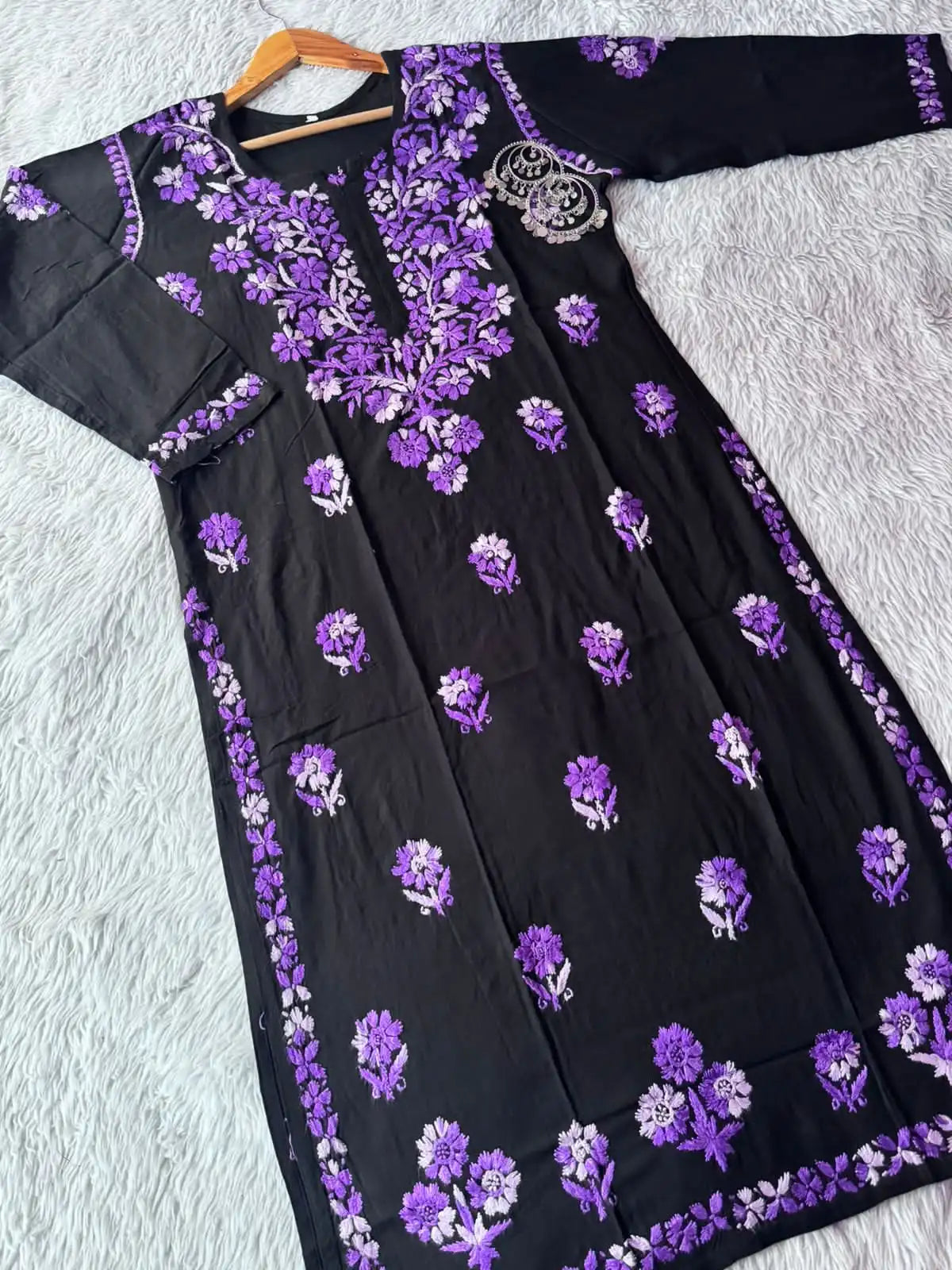 Hansa Pure Modal Heavy Hand Work Kurta Set - Voilet