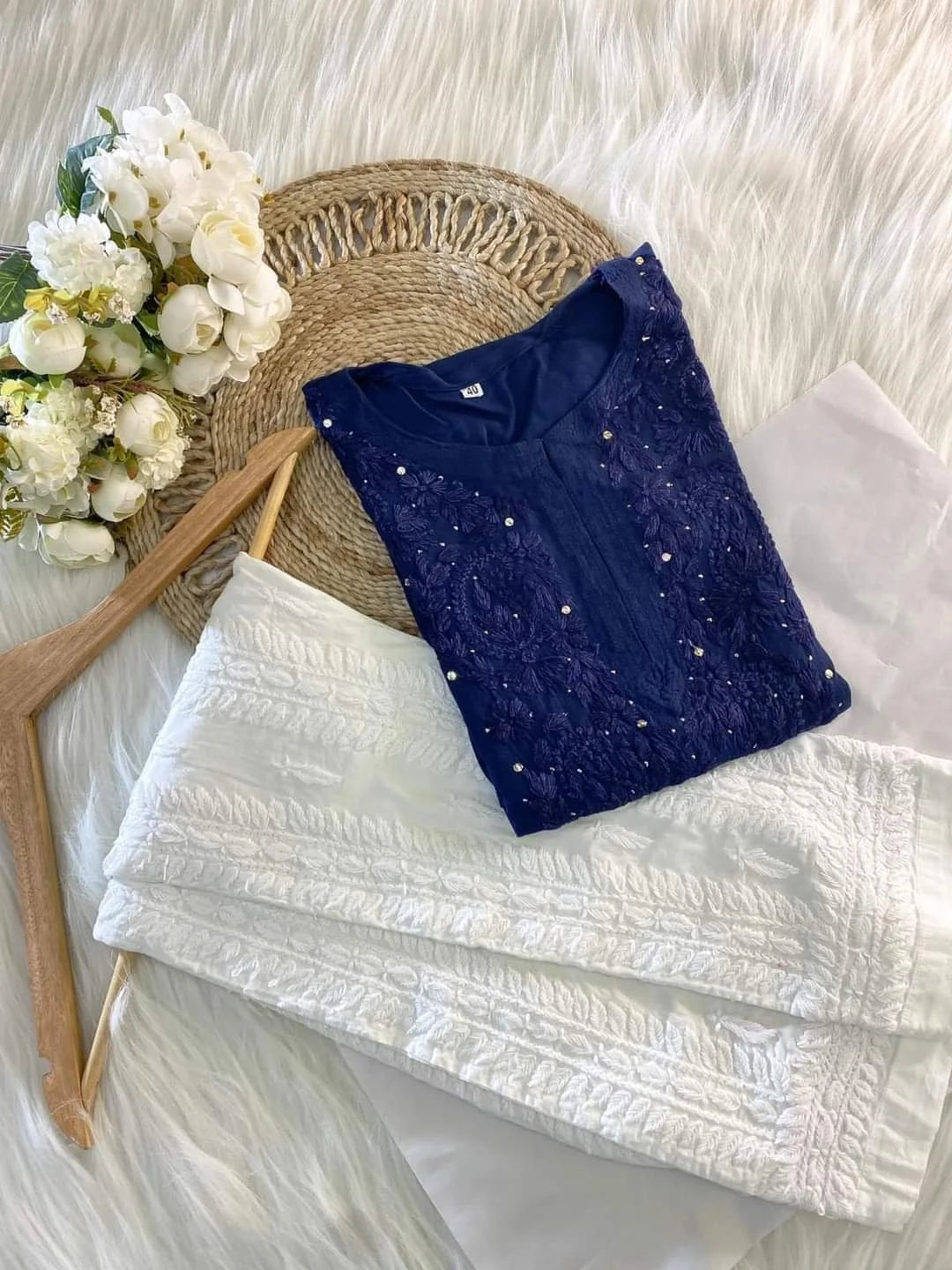 Hazel Rayon Kurta Set - Blue