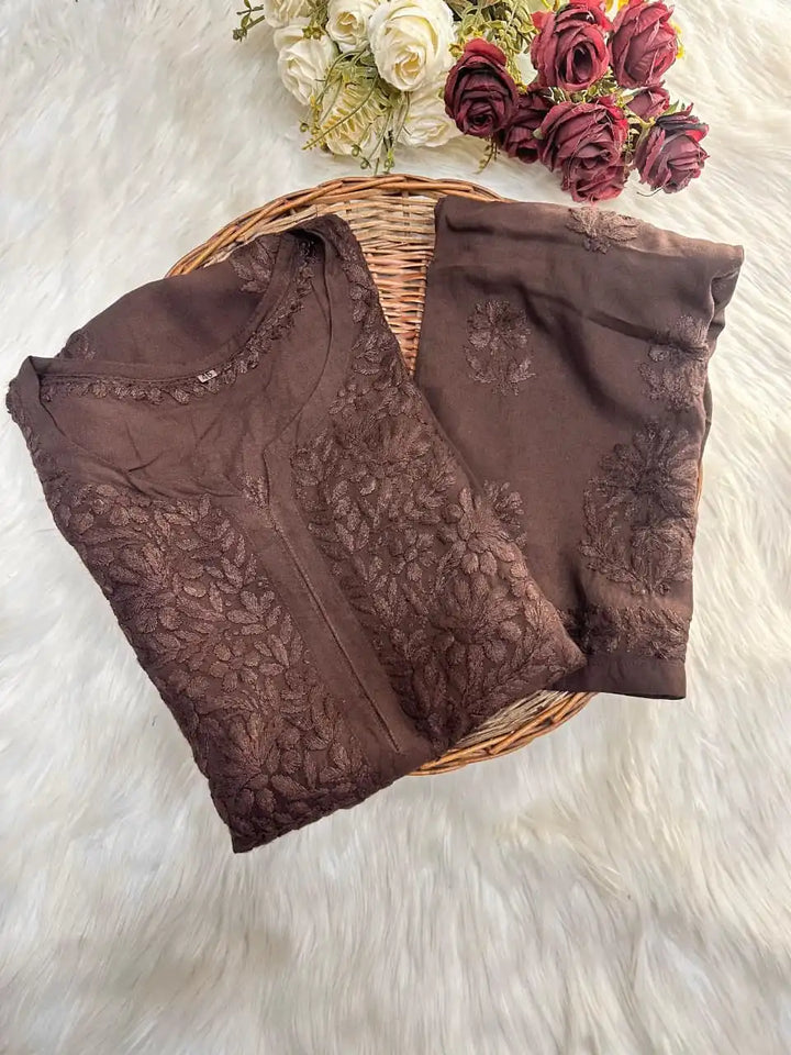 Kashish Rayon Cotton Kurta Set - Brown