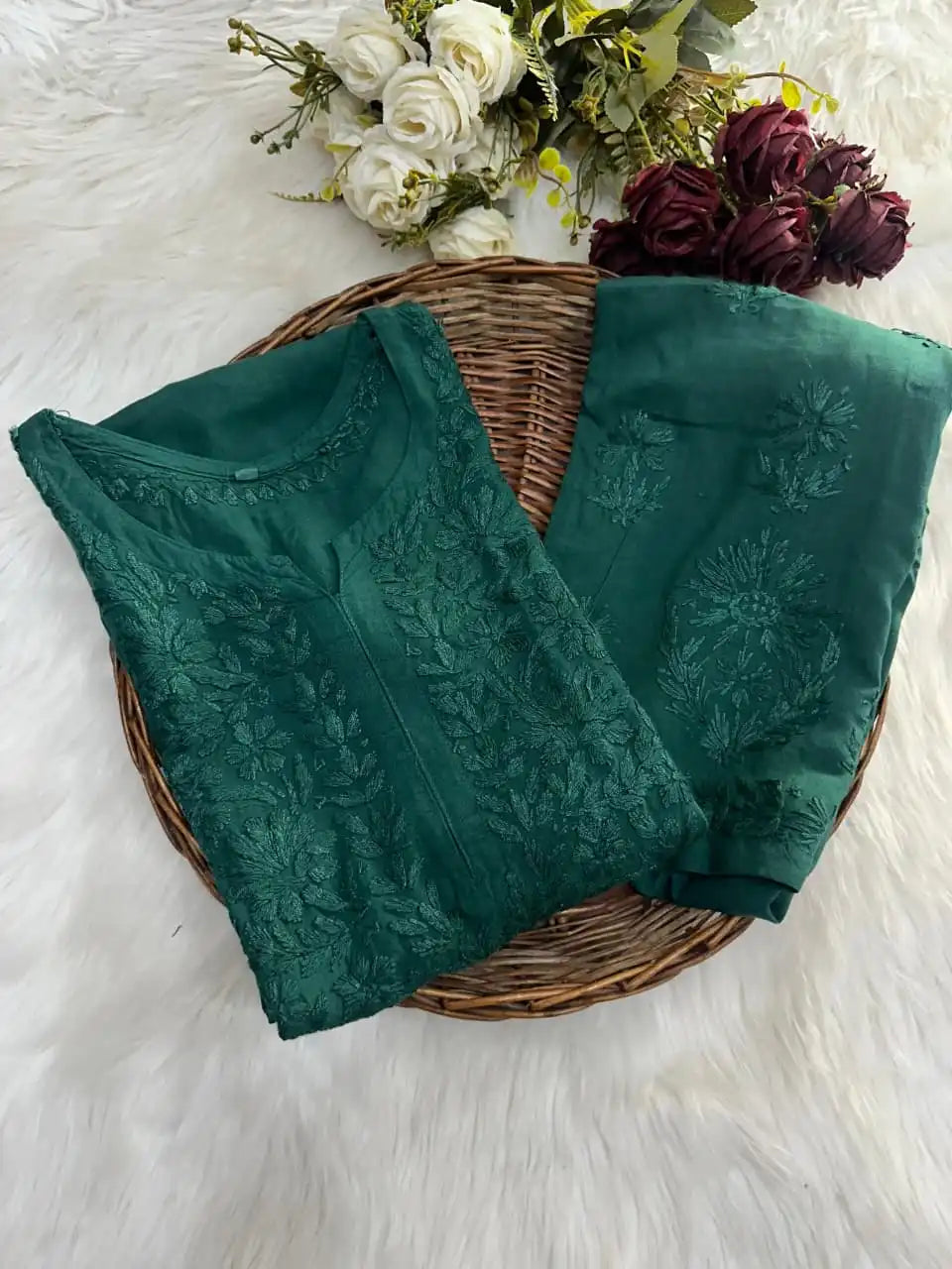 Kashish Rayon Cotton Kurta Set - Green