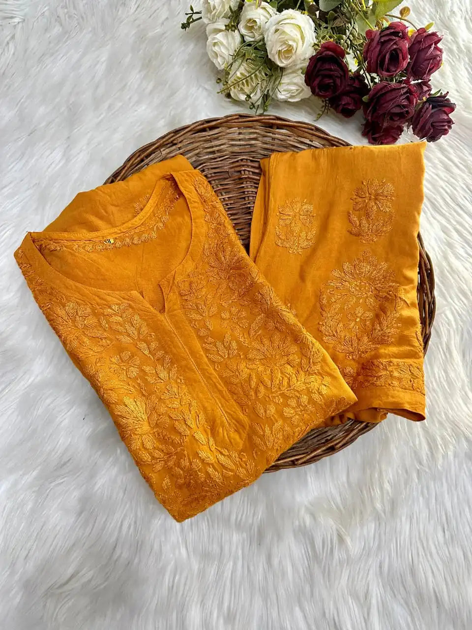 Kashish Rayon Cotton Kurta Set - Mustard