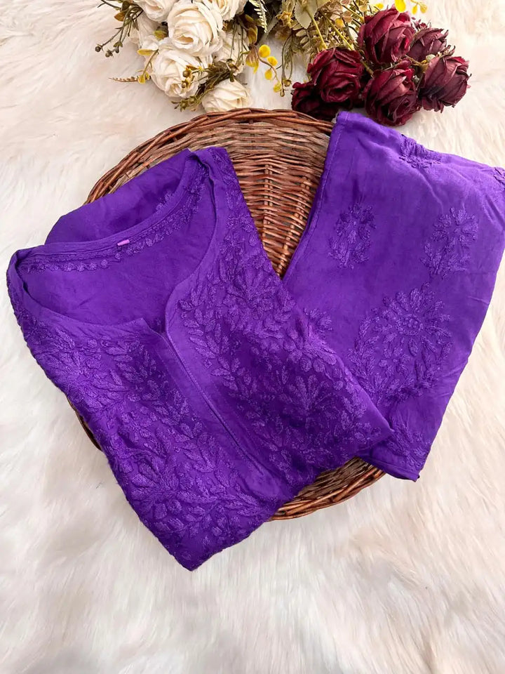 Kashish Rayon Cotton Kurta Set - Purple