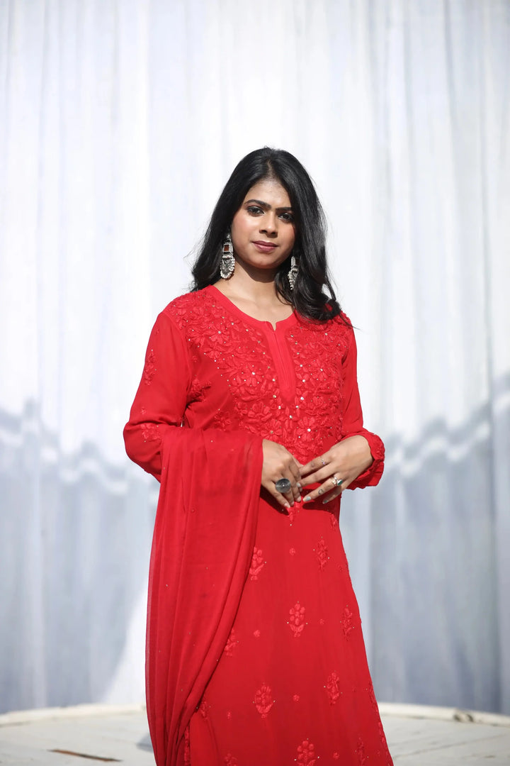 Mahira Viscose Set  - Red