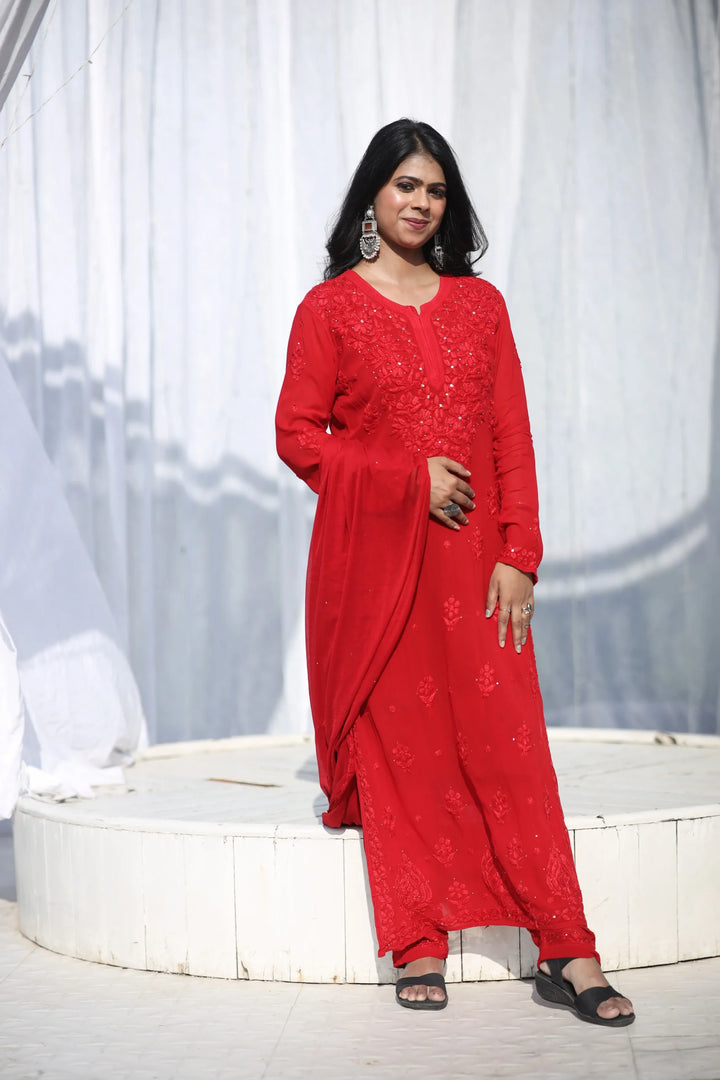 Mahira Viscose Set  - Red