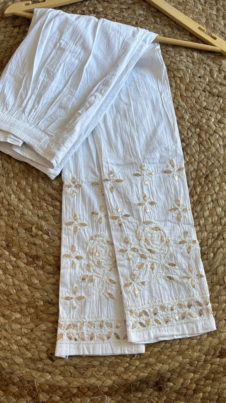 Mawra Chikankari Bottom- Free Size Upto 3XL