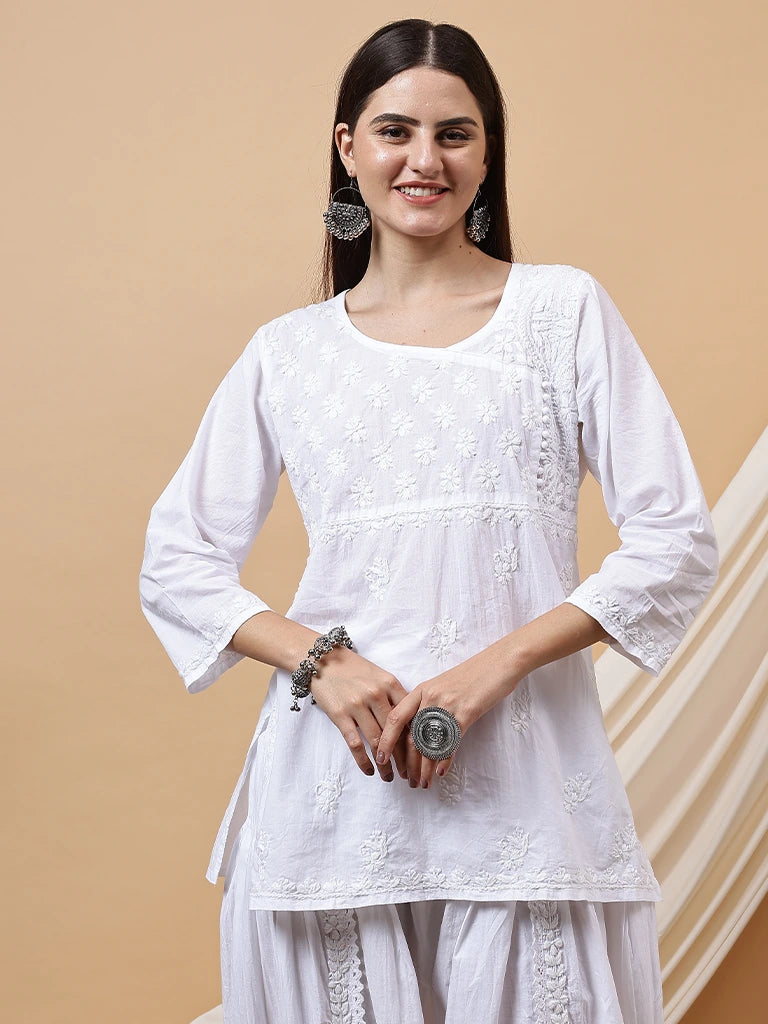 Maya White Chikankari Short Kurta