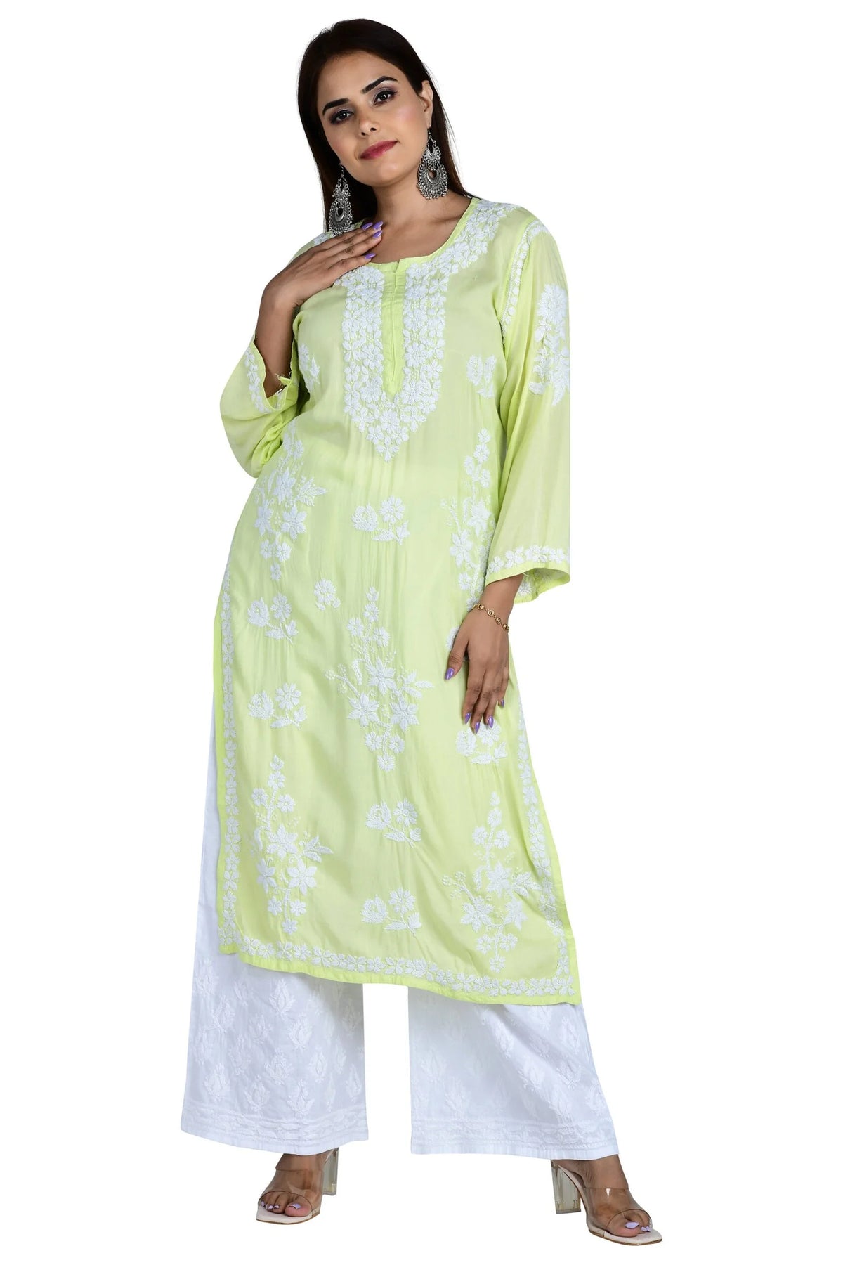 Mehar Chikankari Kurti - Lemon