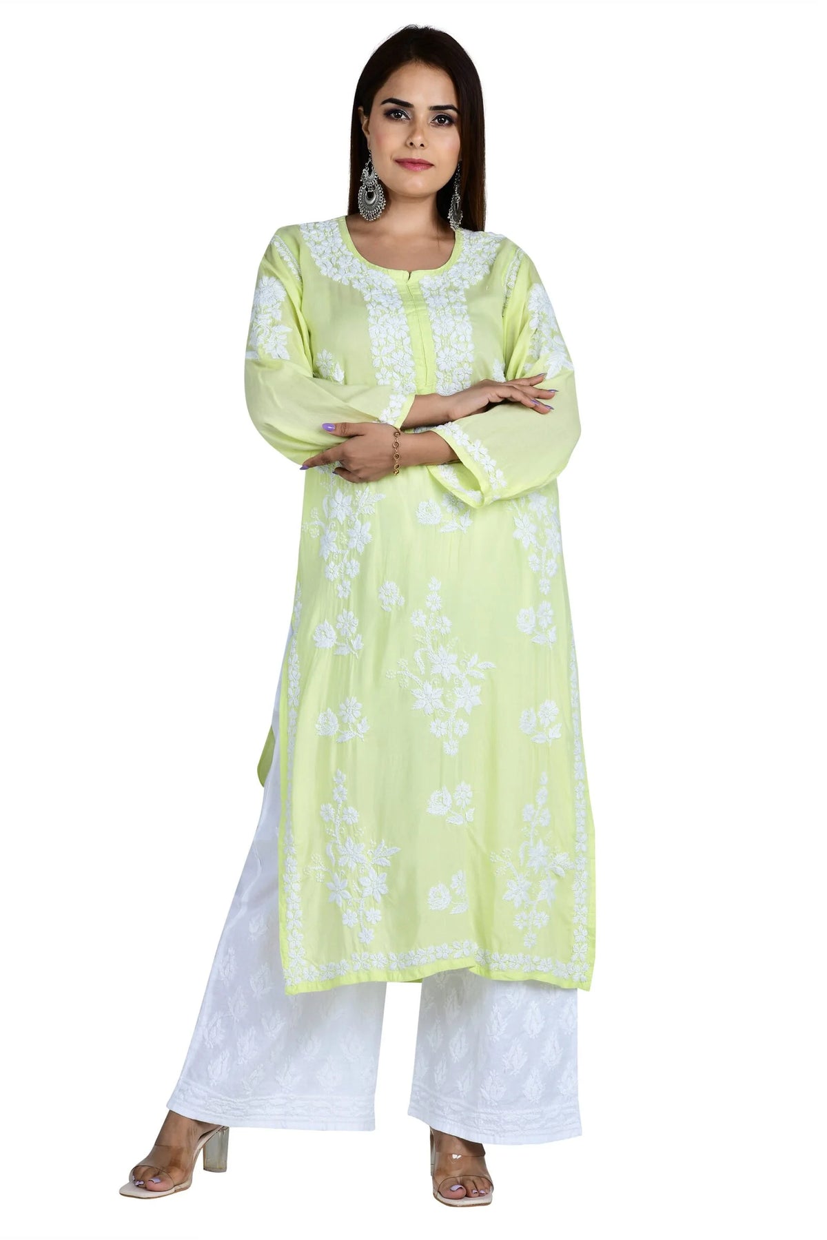 Mehar Chikankari Kurti - Lemon
