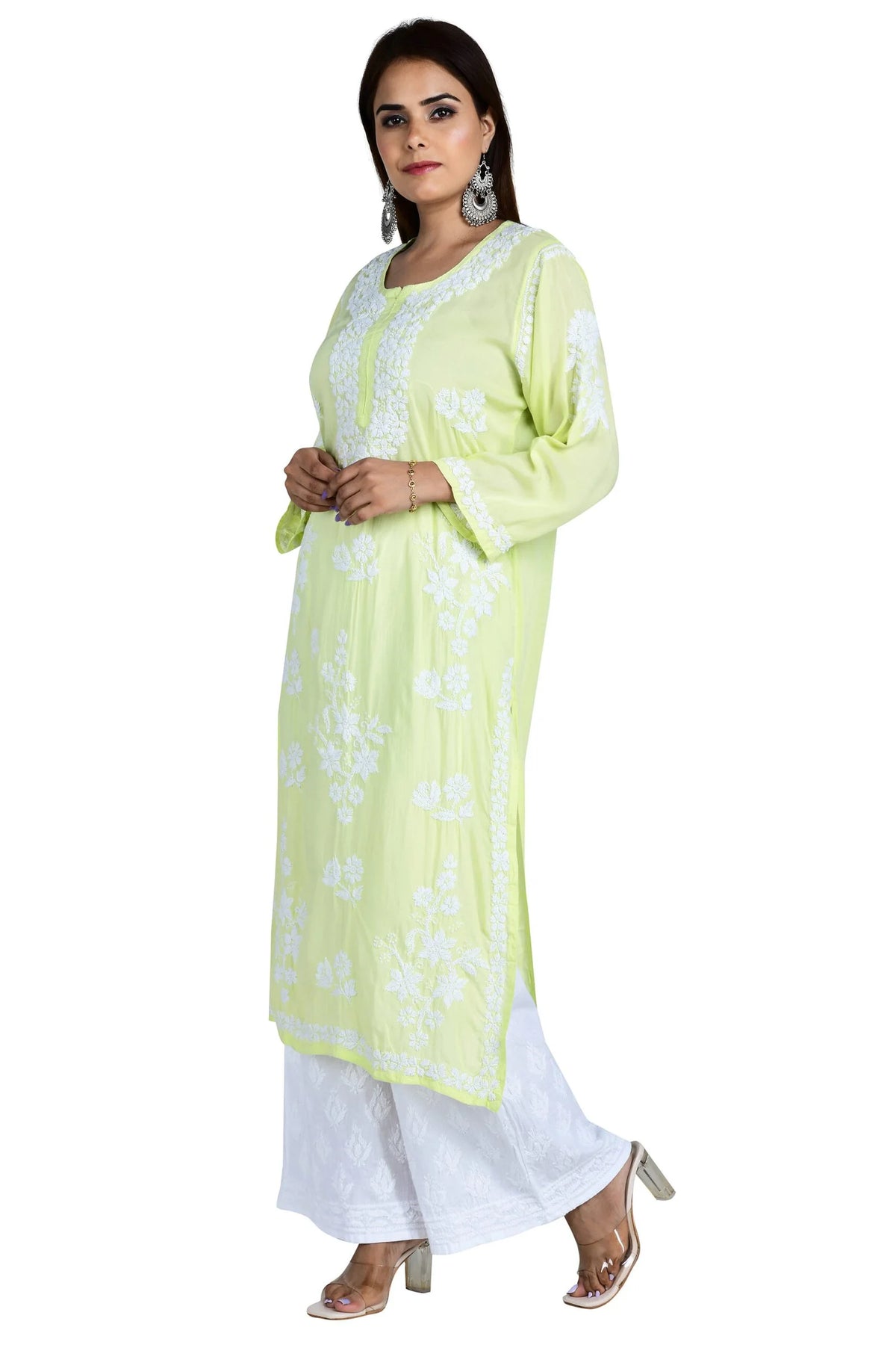 Mehar Chikankari Kurti - Lemon