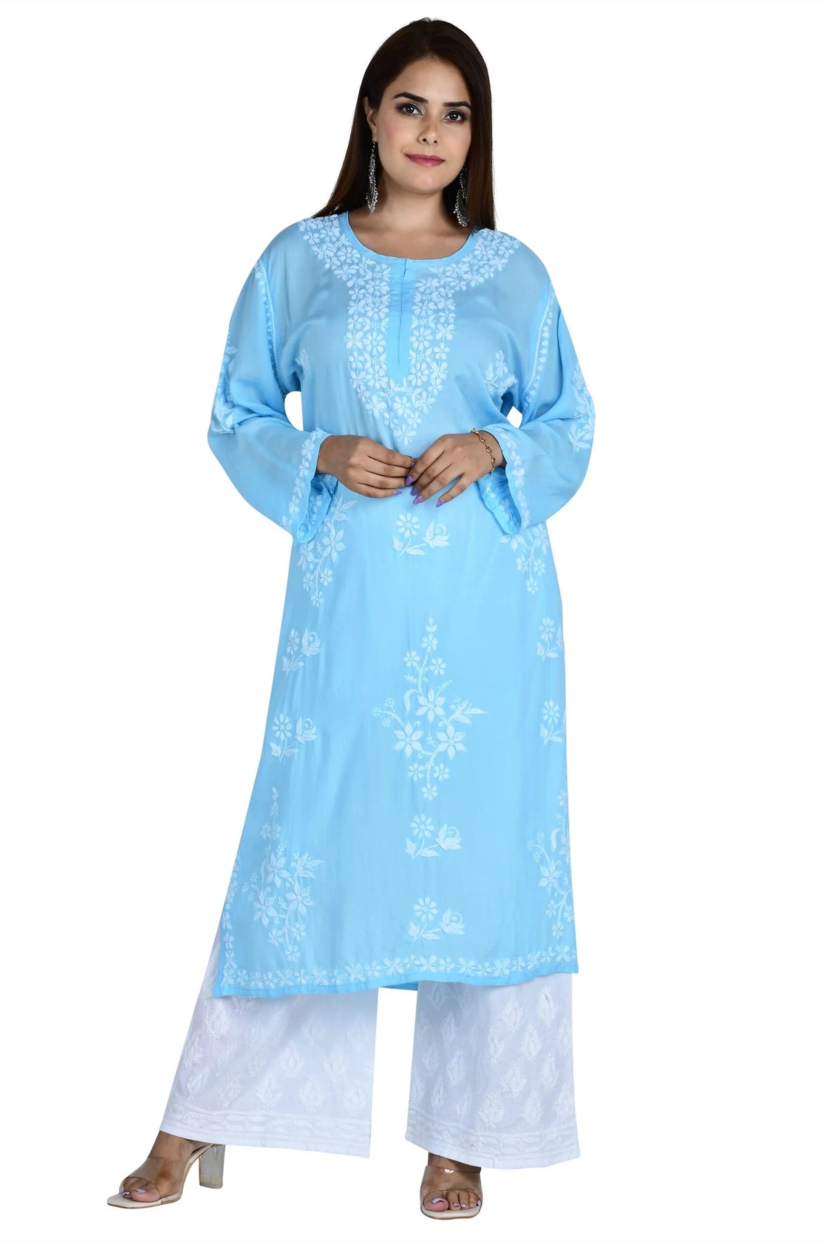 Mehar Chikankari Kurti - Powder Blue