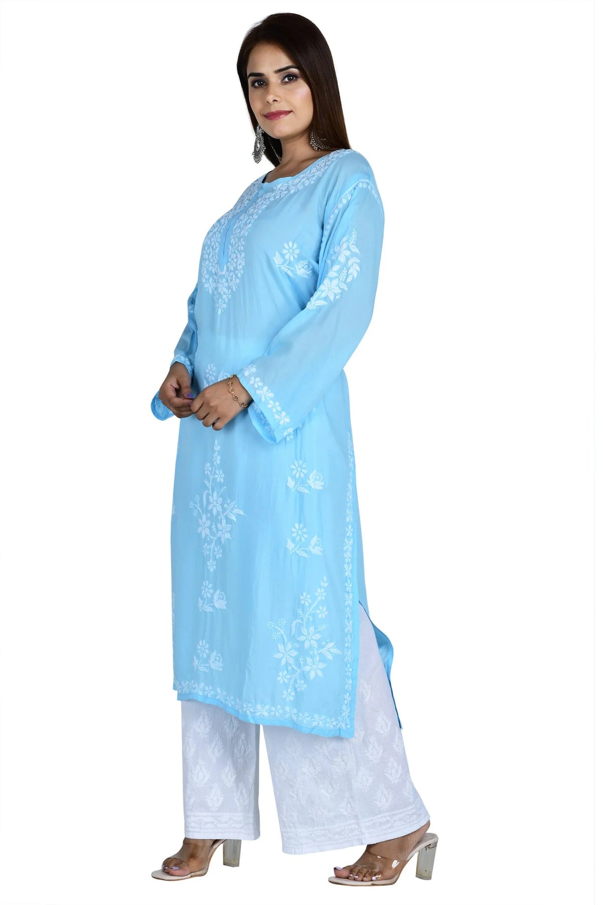 Mehar Chikankari Kurti - Powder Blue