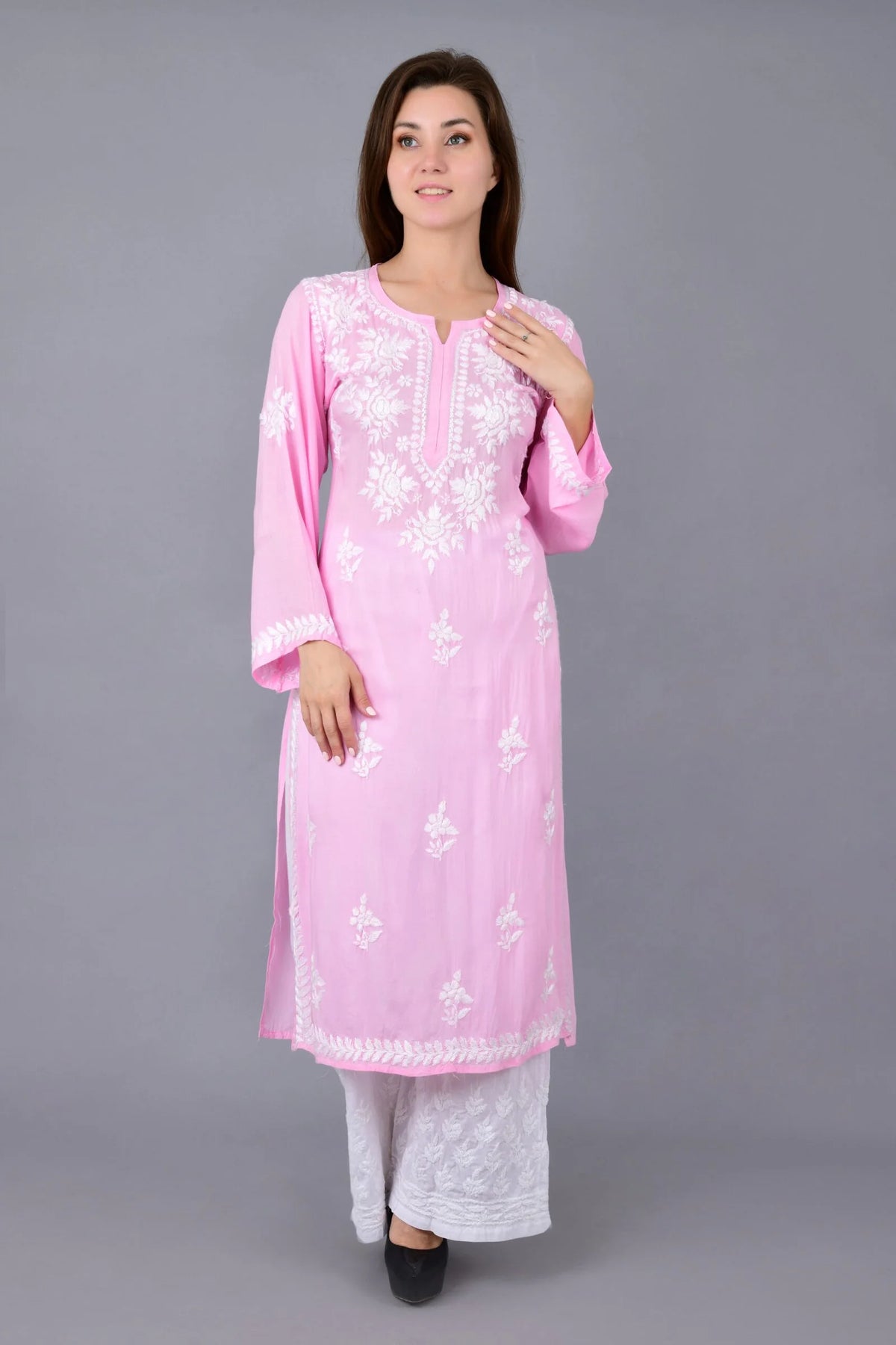 Mehar Chikankari Kurti - Pink