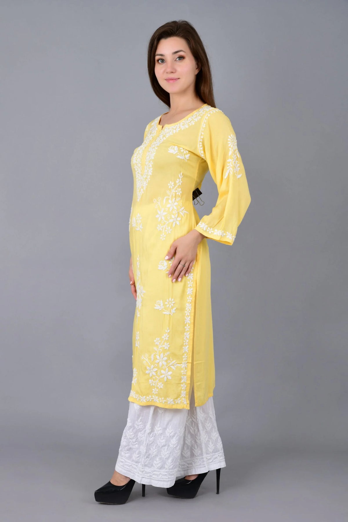 Mehar Chikankari Kurti - Yellow