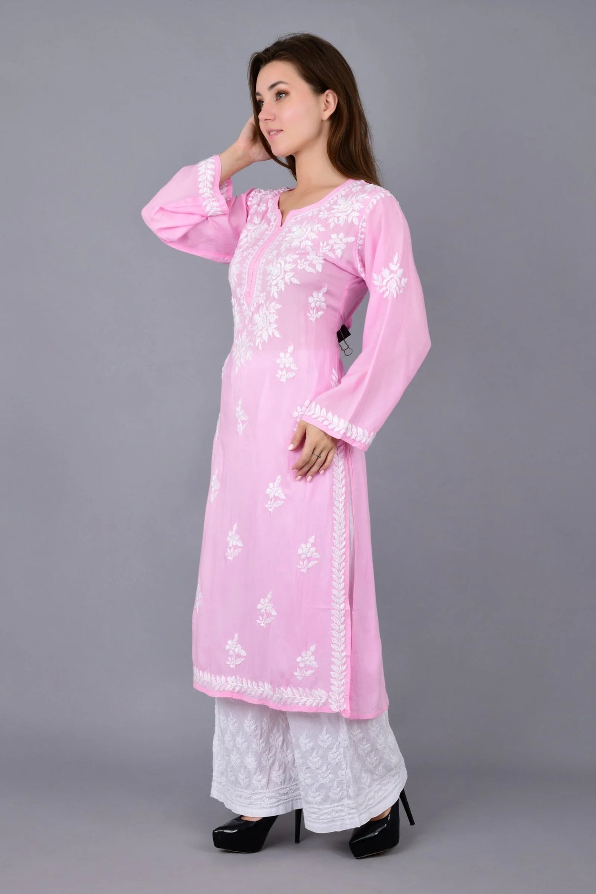 Mehar Chikankari Kurti - Pink