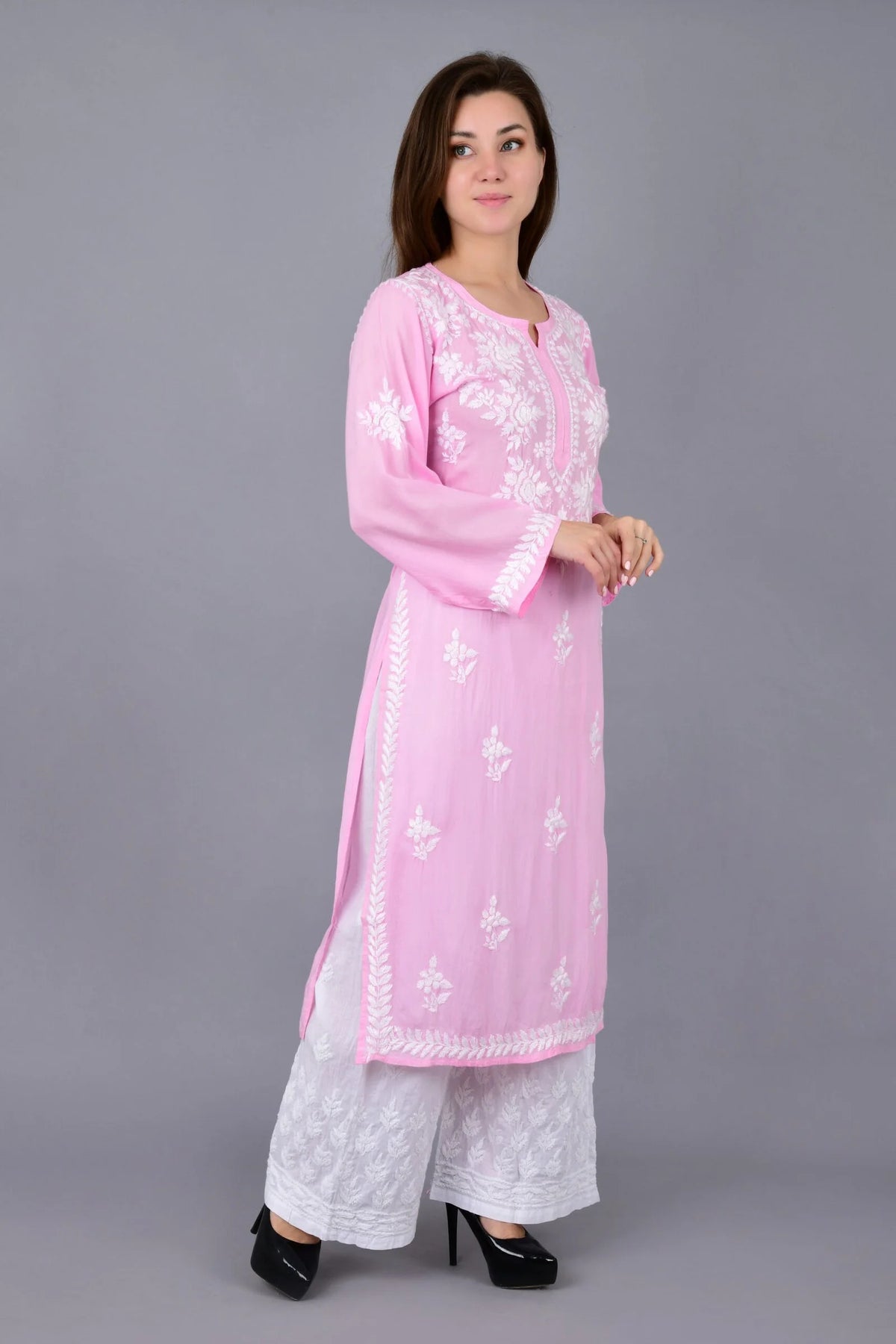 Mehar Chikankari Kurti - Pink