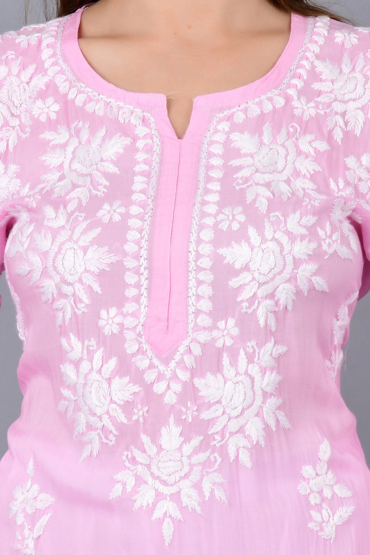 Mehar Chikankari Kurti - Pink