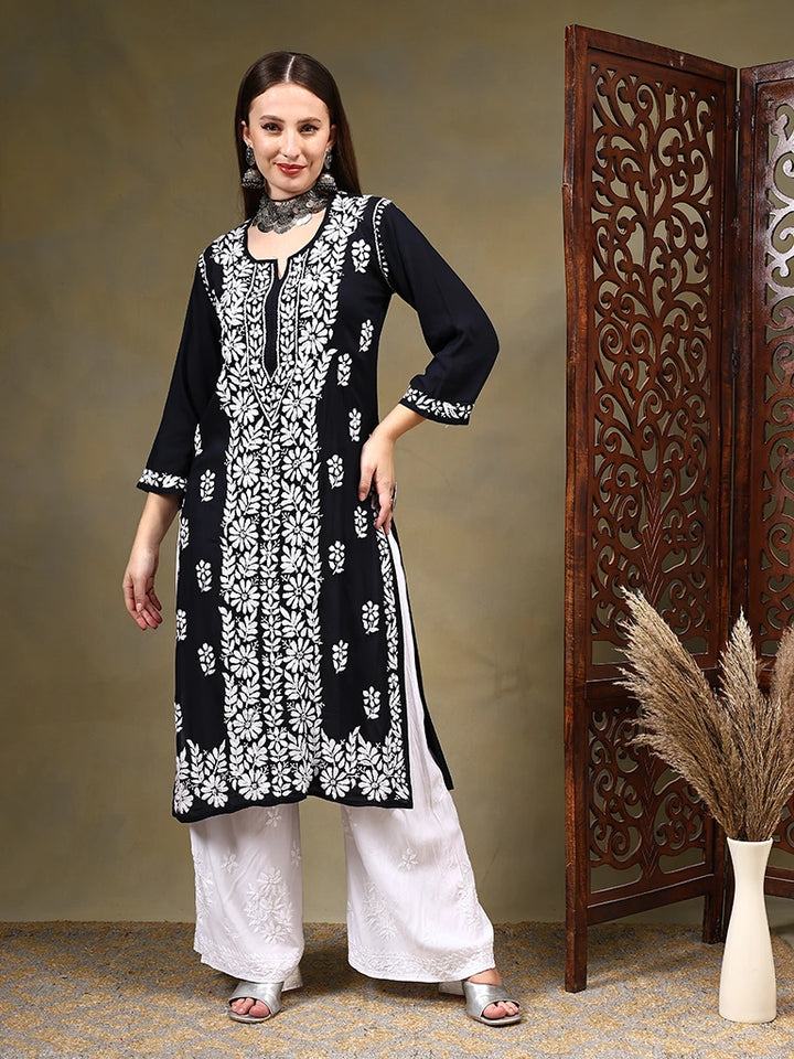 Nadiya Modal Maroon Chikankari Kurtis – Black