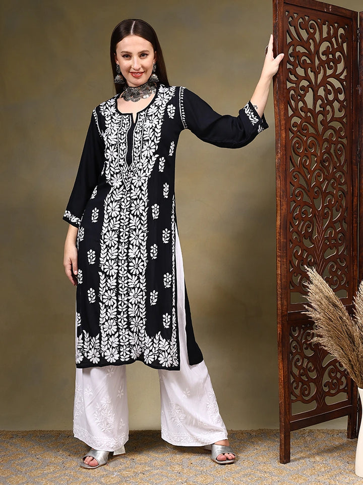 Nadiya Modal Maroon Chikankari Kurtis – Black