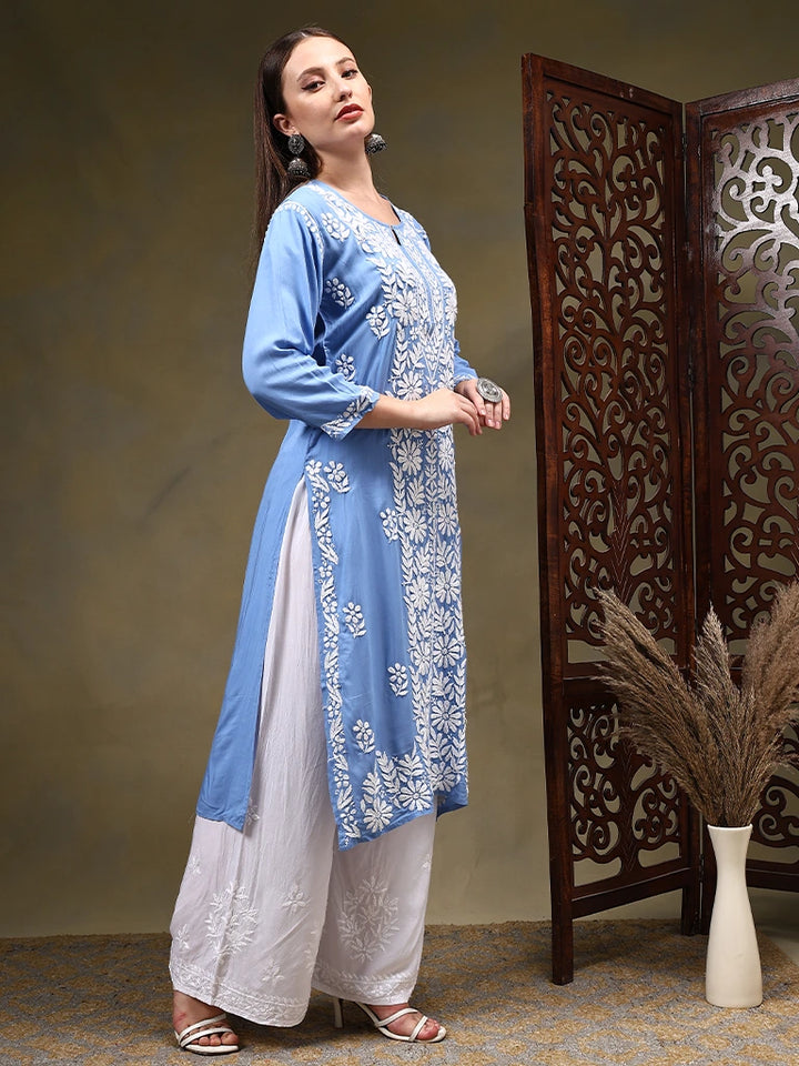 Nadiya Modal Maroon Chikankari Kurtis – Blue