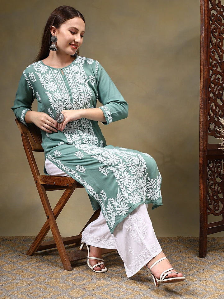 Nadiya Modal Maroon Chikankari Kurtis – Green