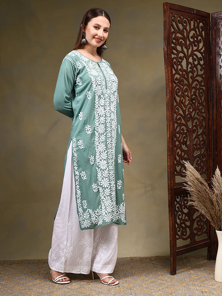 Nadiya Modal Maroon Chikankari Kurtis – Green