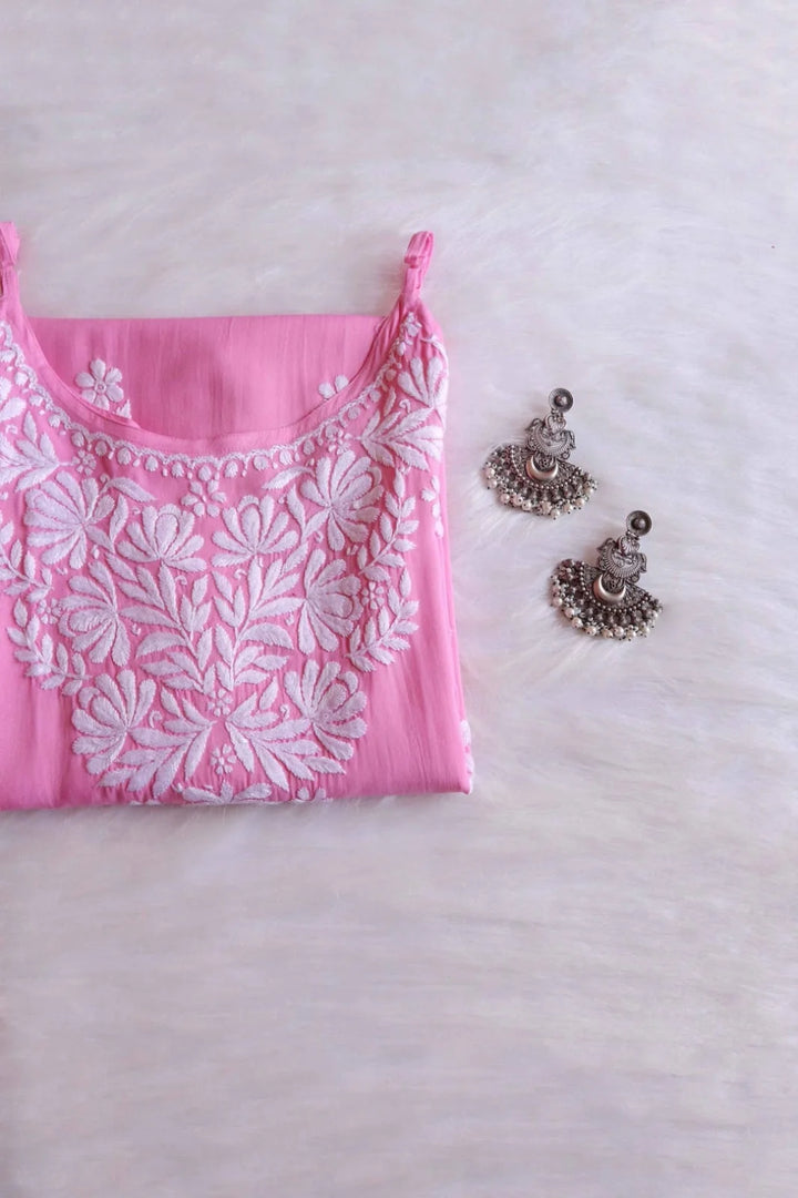 Neeti Rayon Cotton Long Kurta - Pink