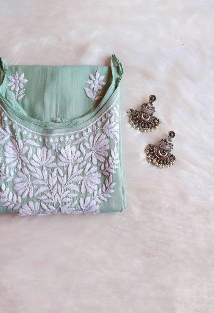 Neeti Rayon Cotton Long Kurta - Sea Green