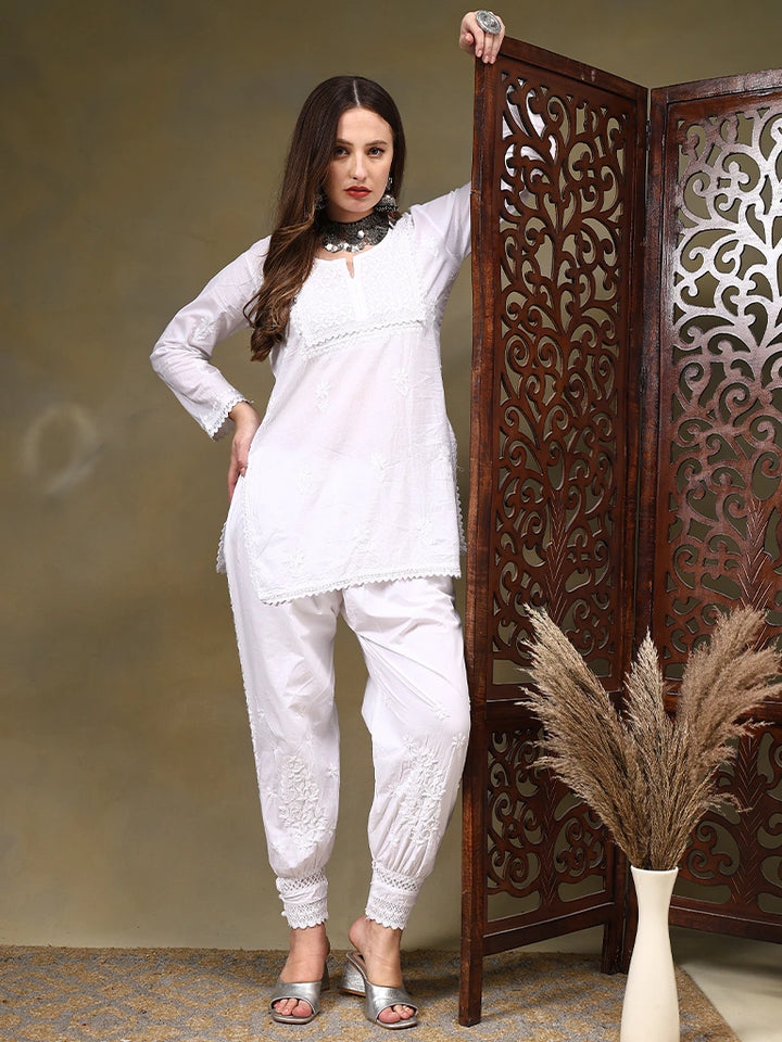Netra Cotton Short Kurta - White