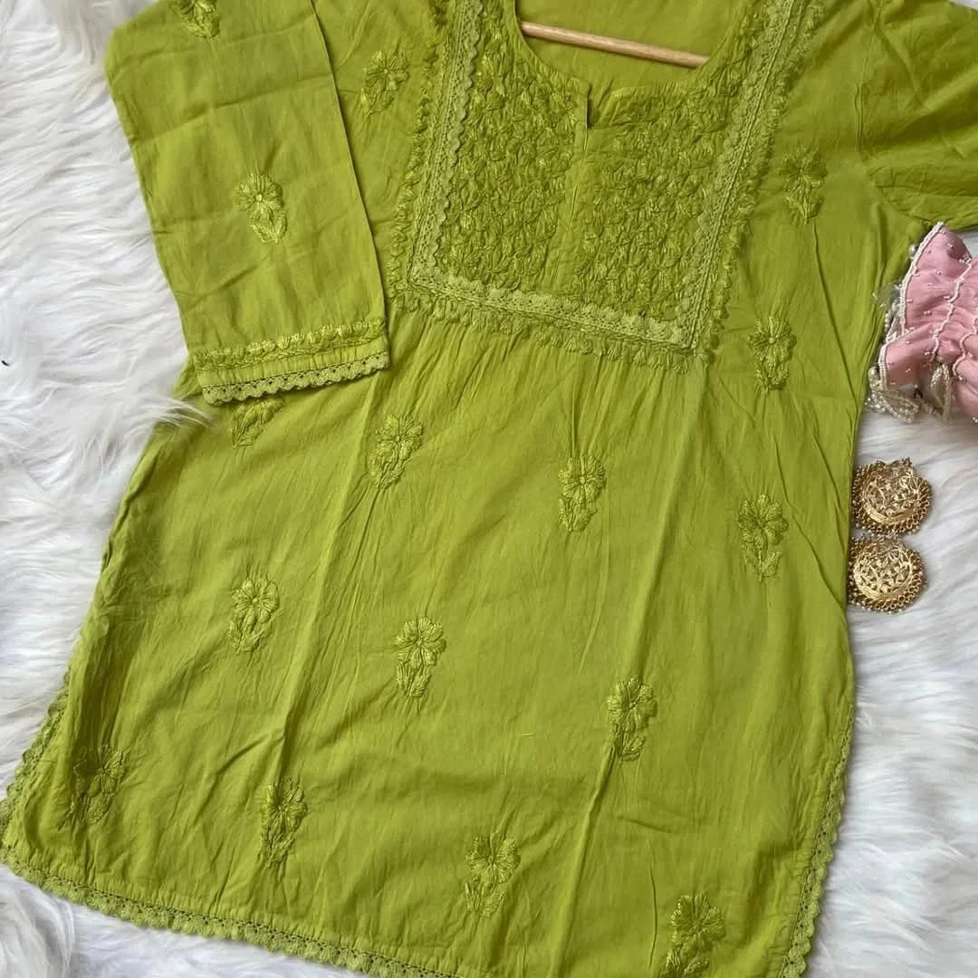 Netra Short Kurta - Mikado Green