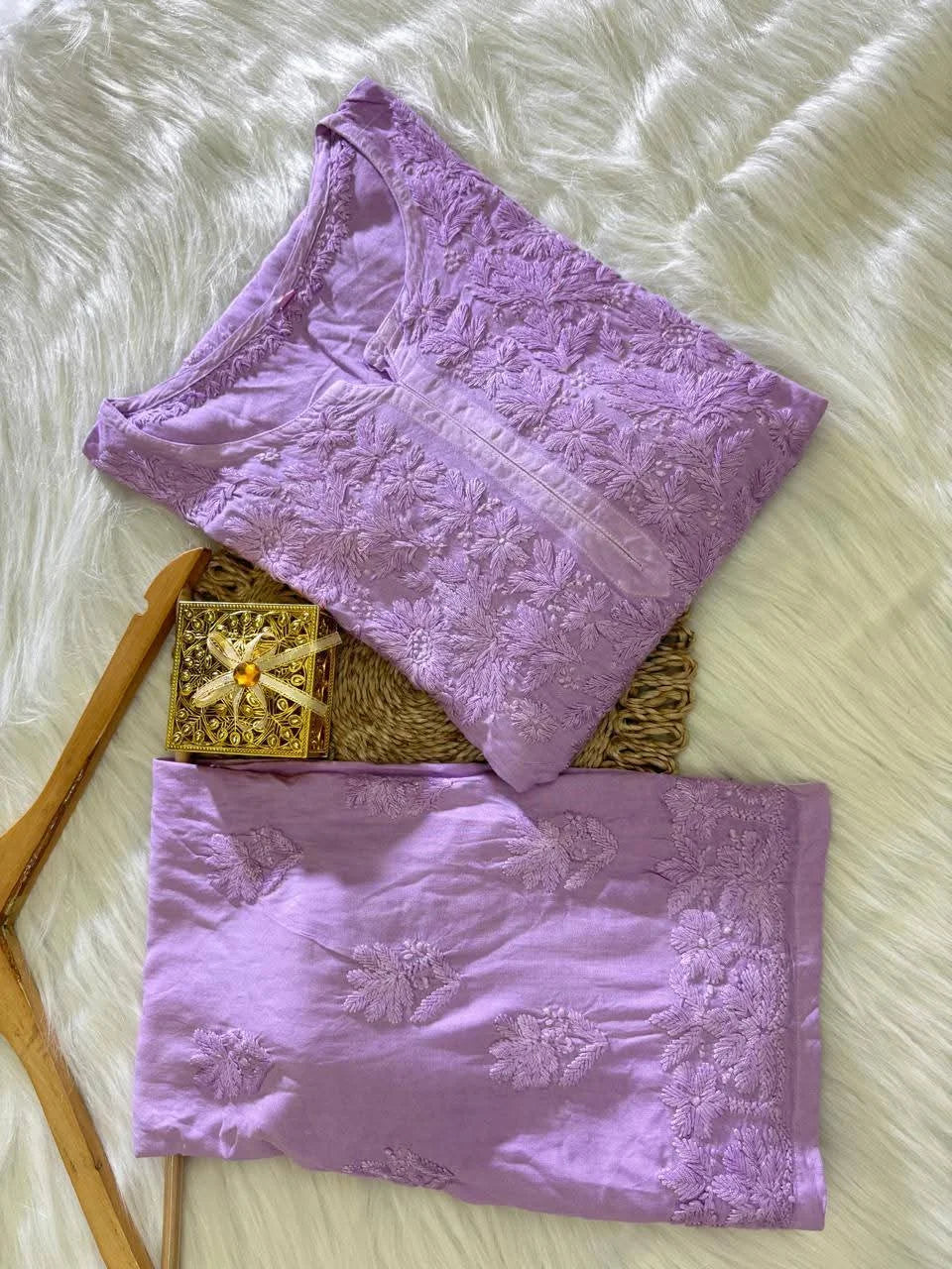Niharika Chikankari Kurta Set - Lavender