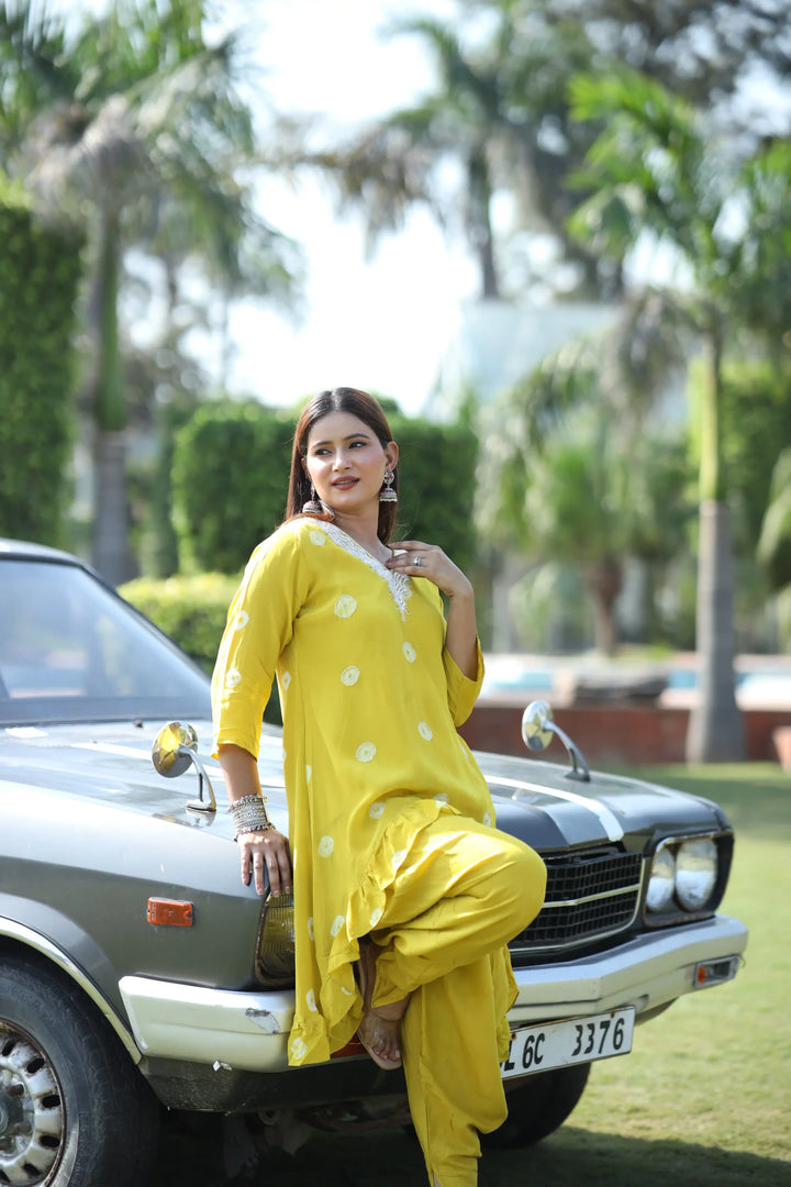 Nisa Dhoti Set - Yellow