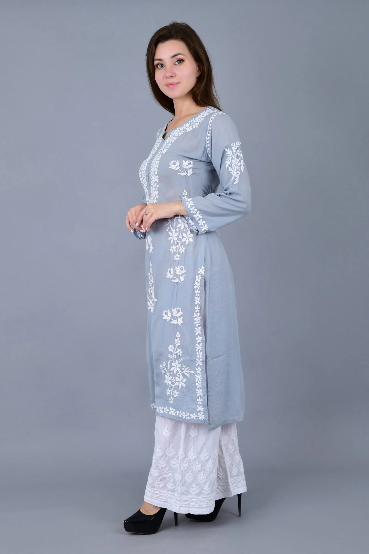 Mehar Chikankari Kurti - Grey