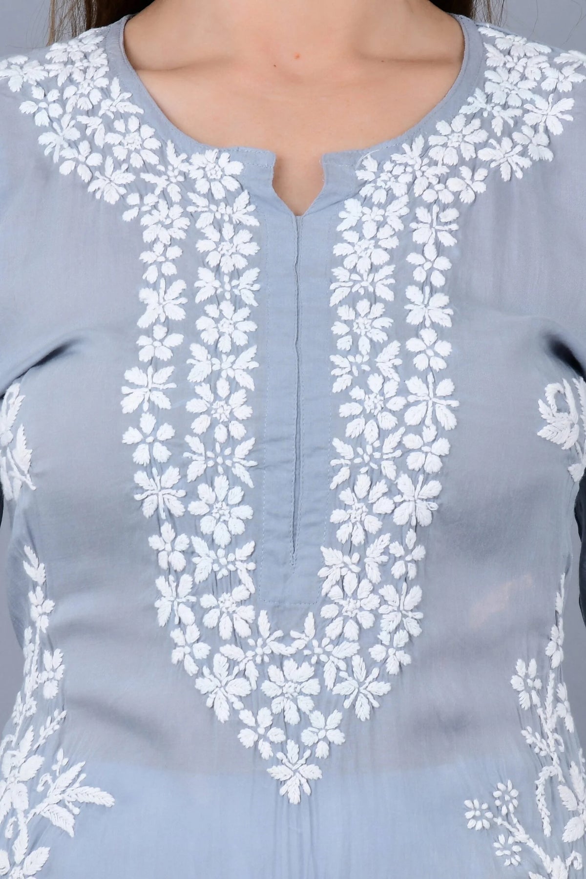 Mehar Chikankari Kurti - Grey