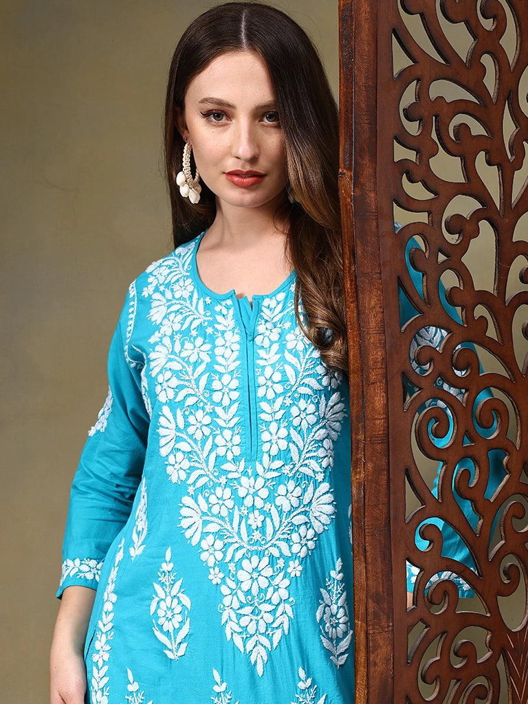 Rahat Modal Kurta Set - Sky Blue