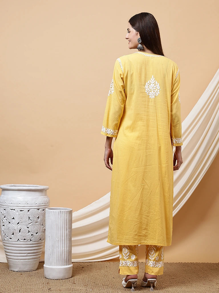 Rahat Modal Kurta Set - Yellow