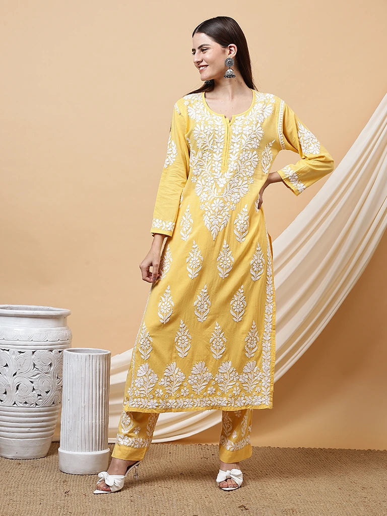 Rahat Modal Kurta Set - Yellow