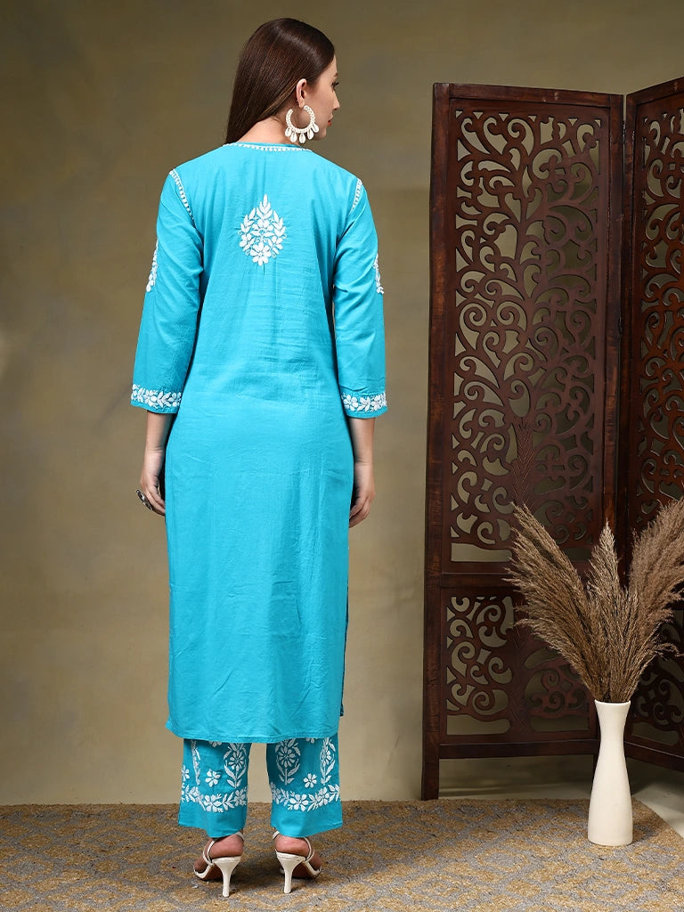 Rahat Modal Kurta Set - Sky Blue