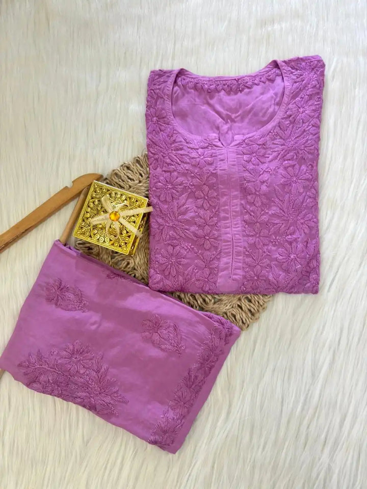 Rahsha Kurta Set Pure Modal Butter Soft Fabric - Aesthetic Violet