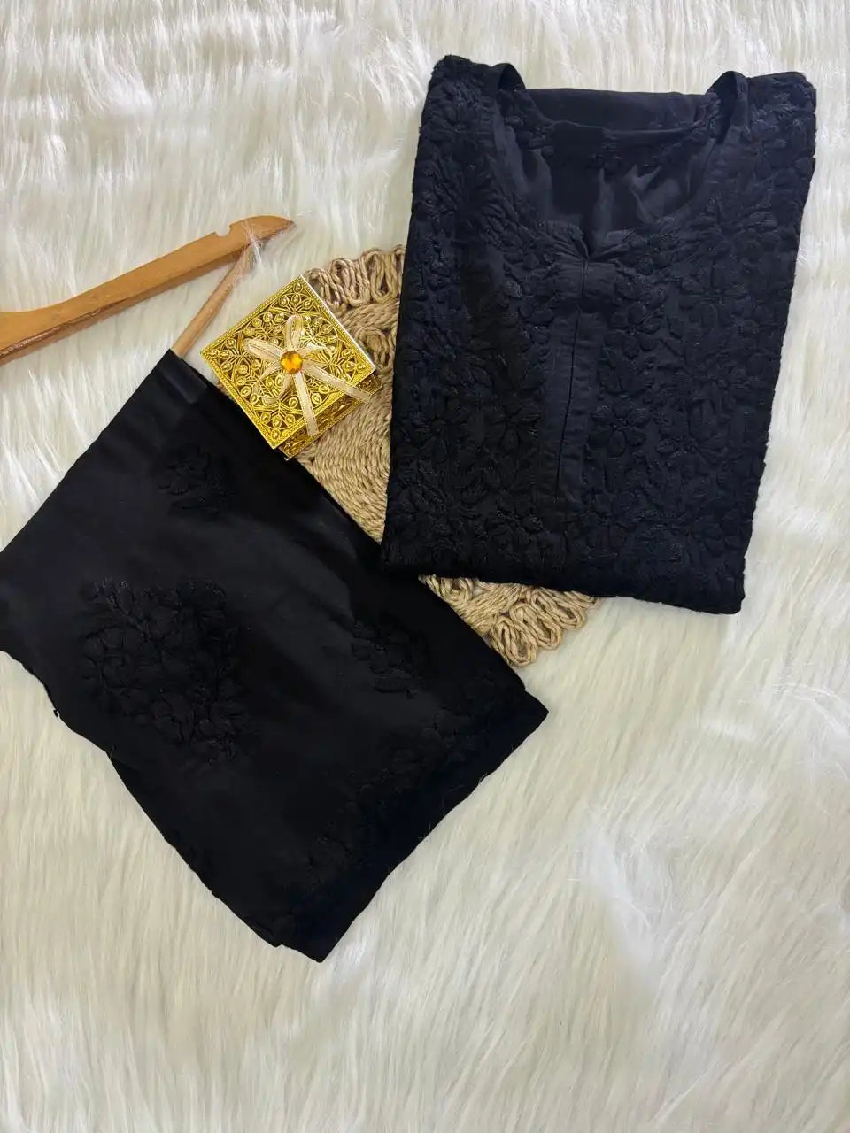 Rahsha Kurta Set Pure Modal Butter Soft Fabric - Black