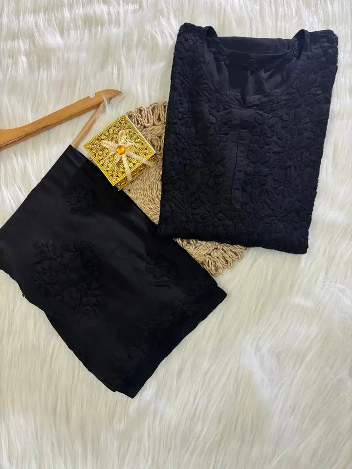 Rahsha Kurta Set Pure Modal Butter Soft Fabric - Black