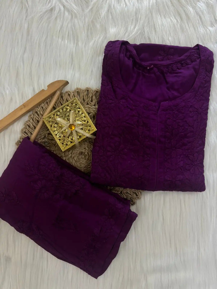 Rahsha Kurta Set Pure Modal Butter Soft Fabric - Purple