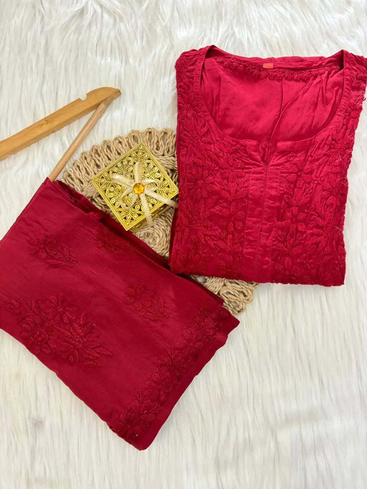 Rahsha Kurta Set Pure Modal Butter Soft Fabric - Red